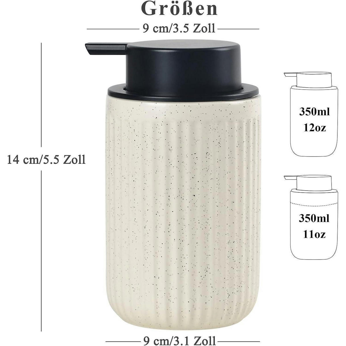 SEIFENSPENDER Keramik 350ml Pockennarbiges Beige - Beige, Keramik (8/14/8cm)