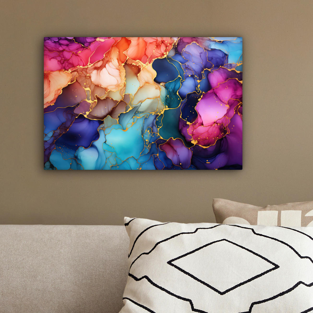 LEINWANDBILD Marmor - Bunt - Abstrakt 30x20 cm - Multicolor, Textil (30/20cm) - MuchoWow