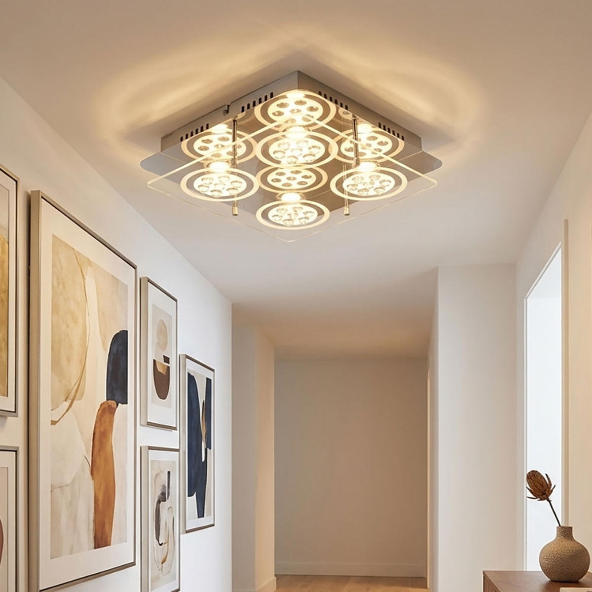 LED DECKENLEUCHTE GIANNA Silber Kristalloptik - Silberfarben, Glas (33/33/8cm) - Esto