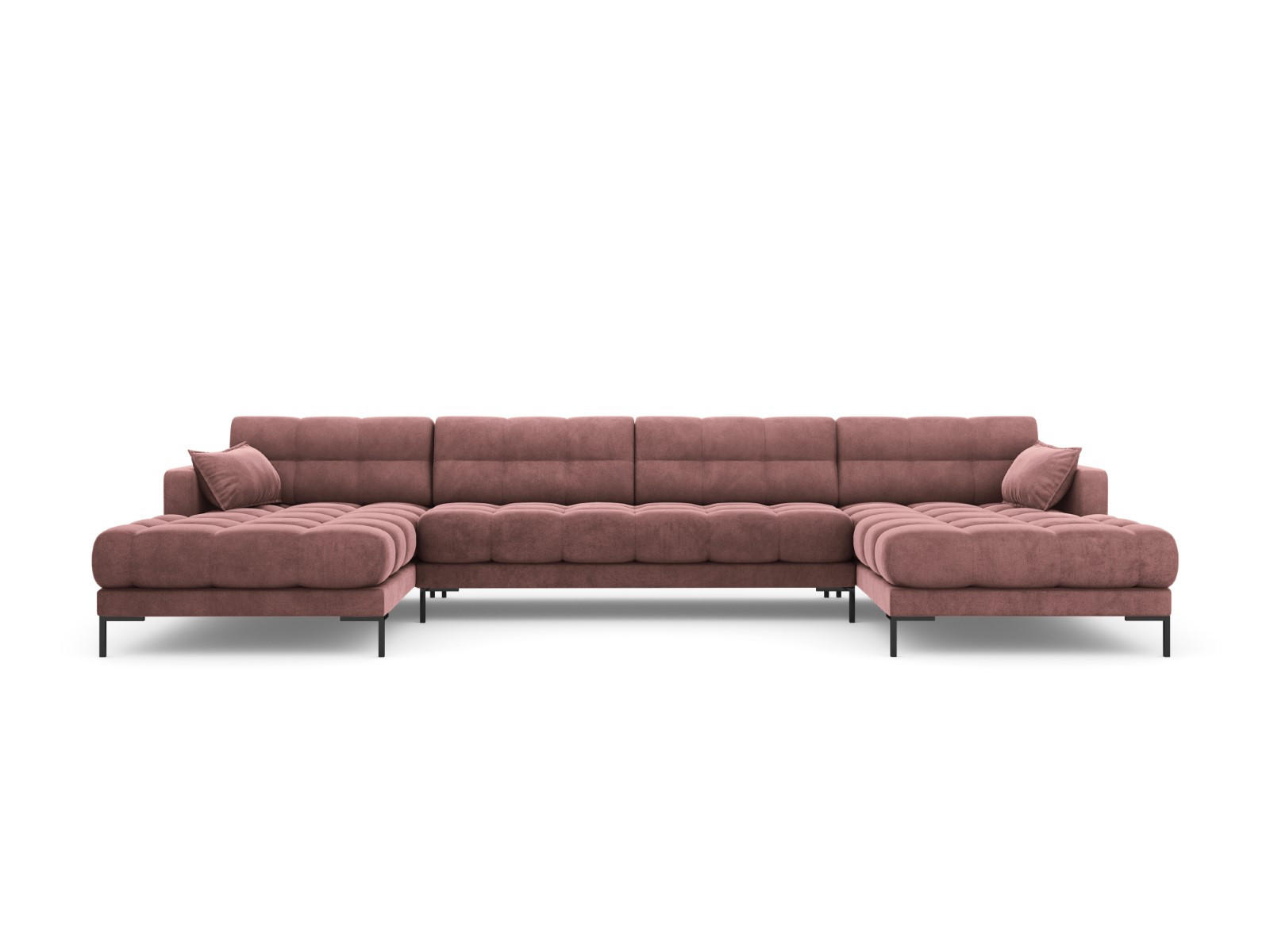 PANORAMASOFA Mamaia aus Samt rosa 6 Sitzplätze - Pink, Textil (185/75/383cm) - Micadoni