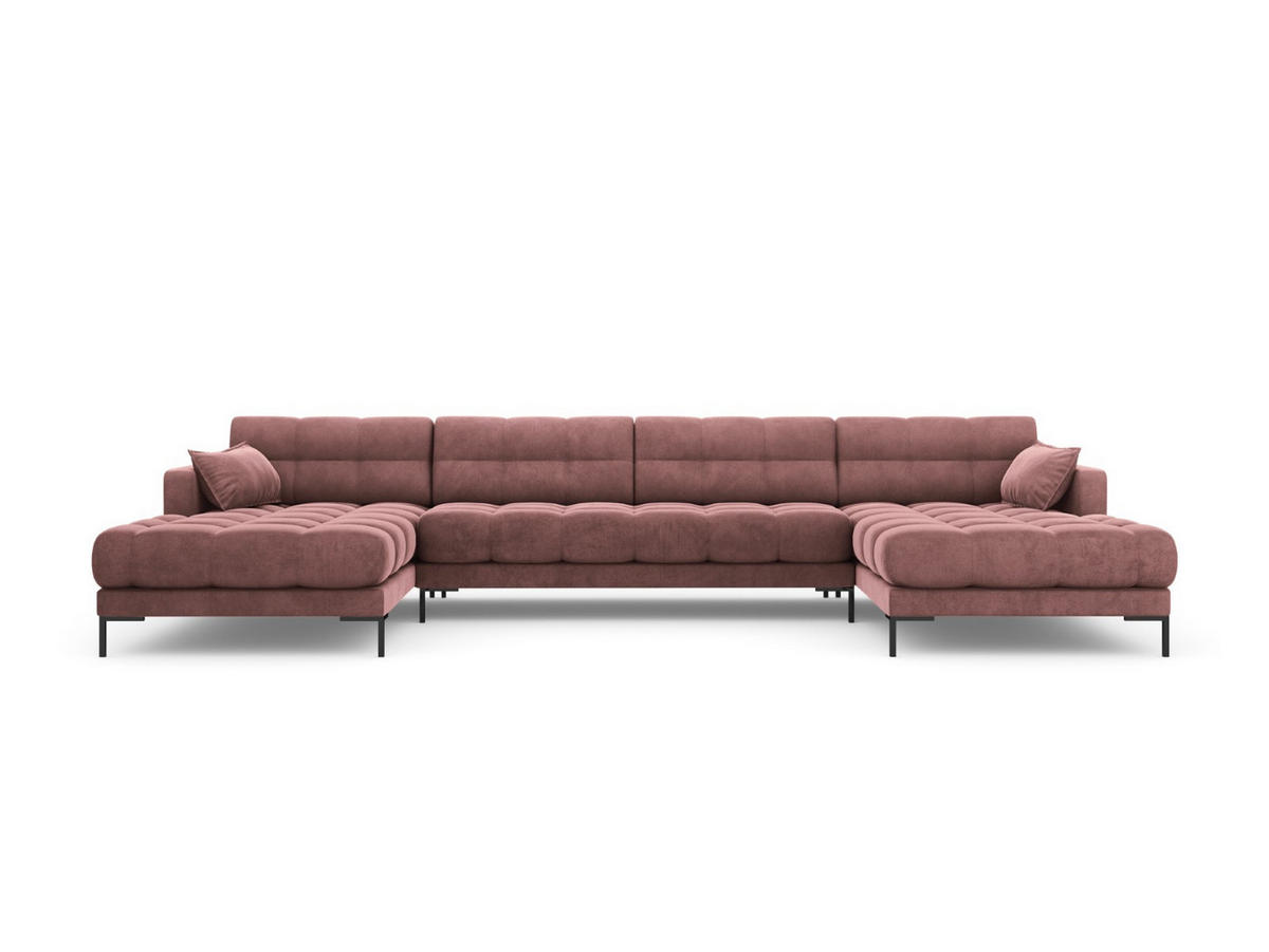 PANORAMASOFA Mamaia aus Samt rosa 6 Sitzplätze - Pink, Textil (185/75/383cm) - Micadoni