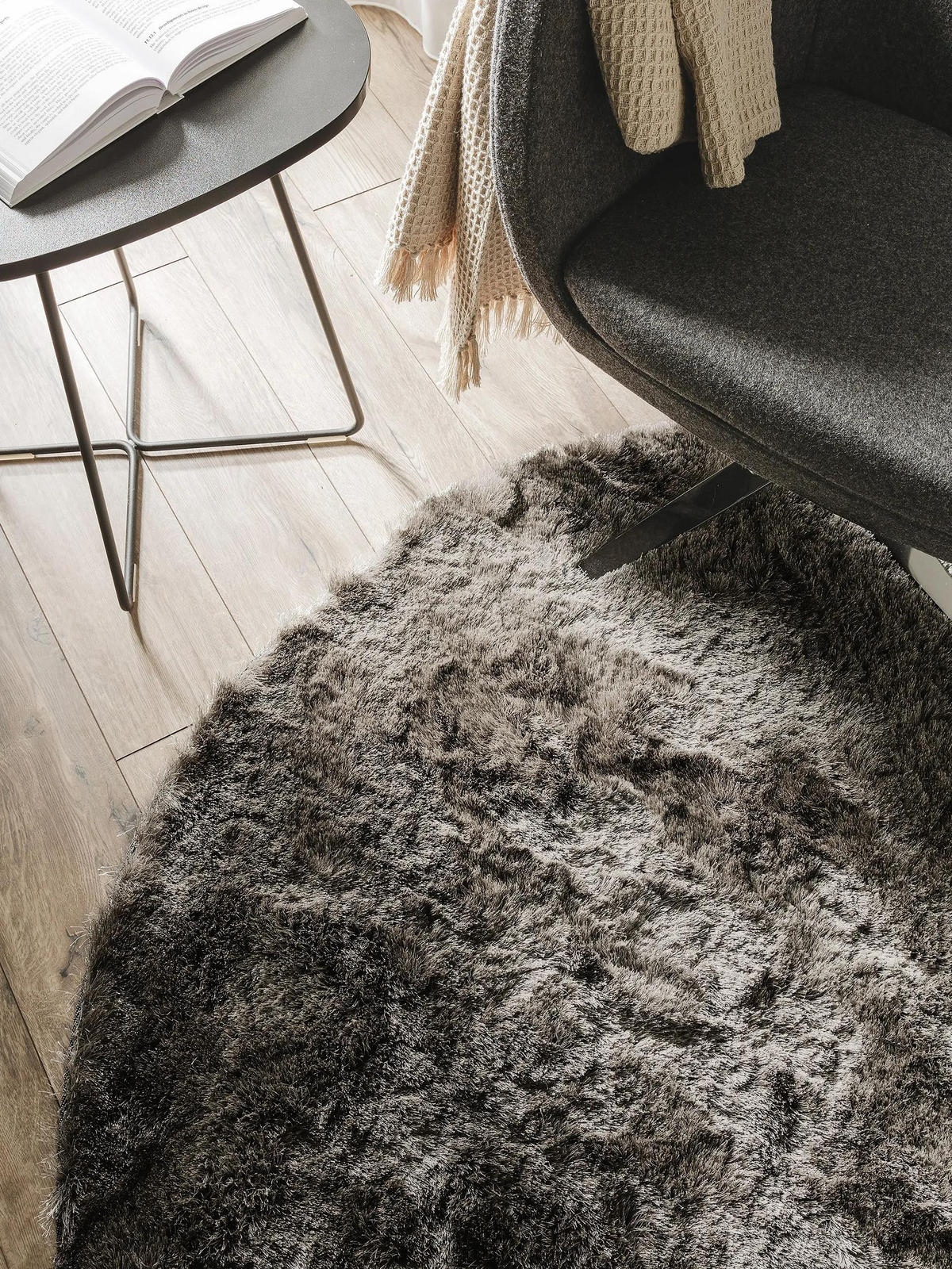 HOCHFLORTEPPICH Whisper Grau ø 200 cm rund - Grau, Textil (200/200cm) - benuta Nest