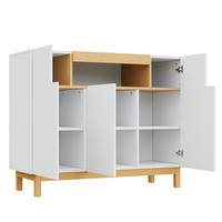 SIDEBOARD 120,5/42/96 cm mit 3 Türen & offenem Fach in Weiß und Holzoptik - Weiß, Holzwerkstoff (120.5/96/42cm) - BEAOK
