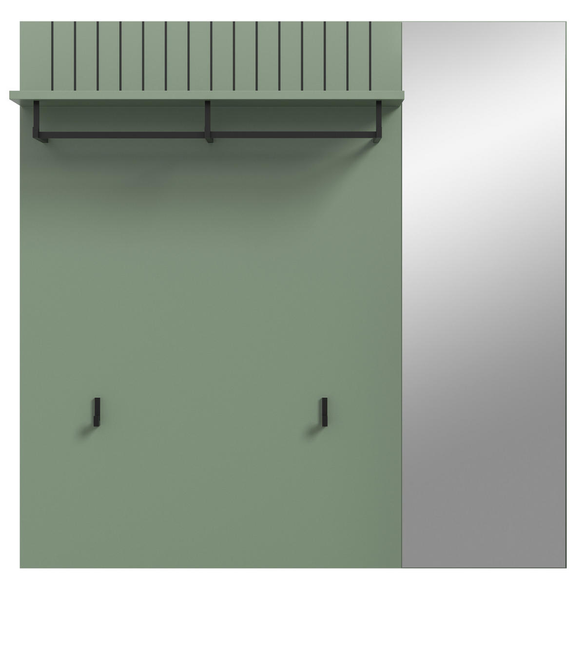 GARDEROBENPANEEL grün 106 x 106 cm, Wandgarderobe mit Spiegel - Grün, Glas/Holzwerkstoff (106/106/27cm) - Inn.Furn