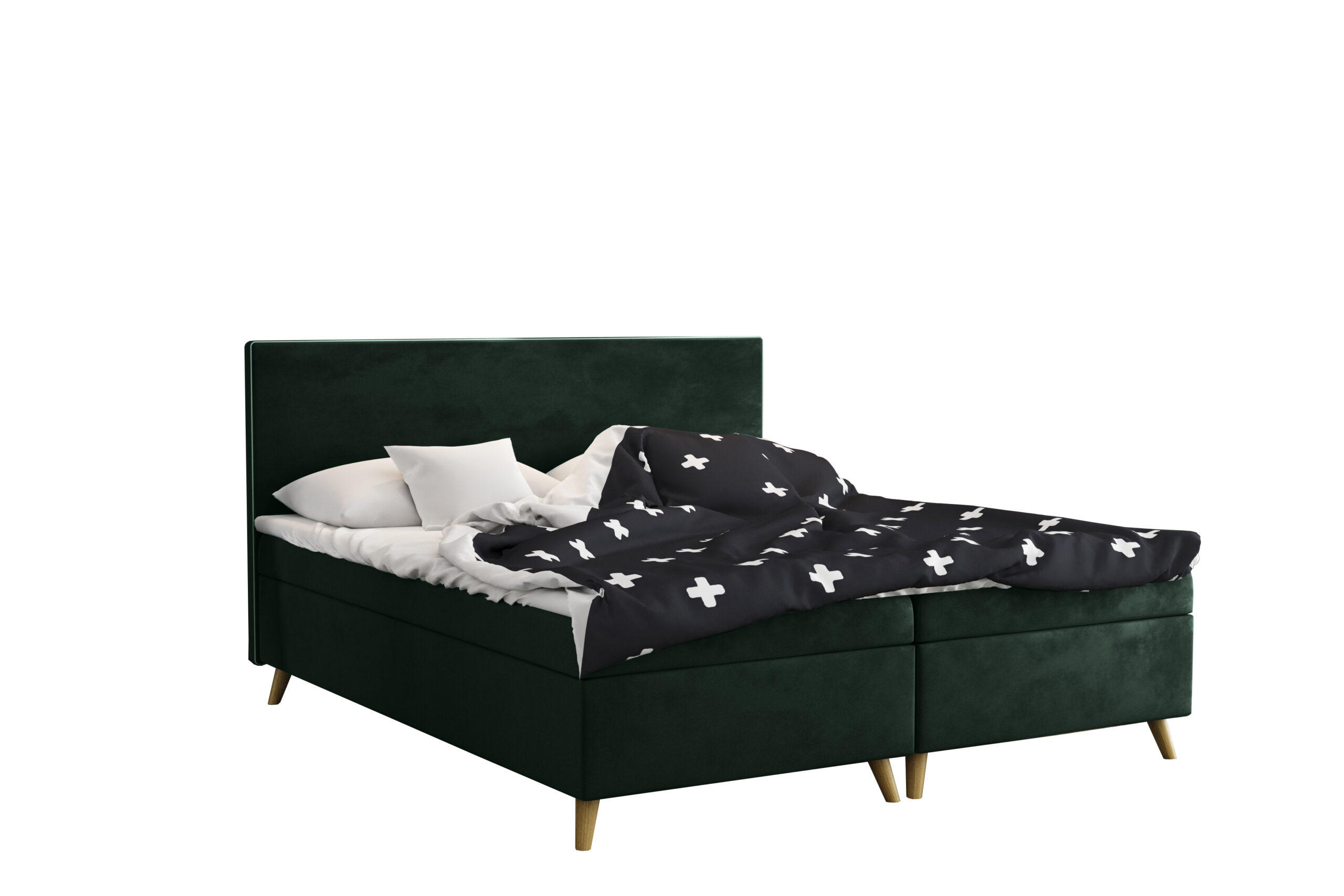 BOXBETT Mit Bettkasten Matratze + Topper BELLA Stoff Riviera Grün 120x200 cm H3-Bonell - Grün, Holz (120/200cm) - Kaiser Möbel