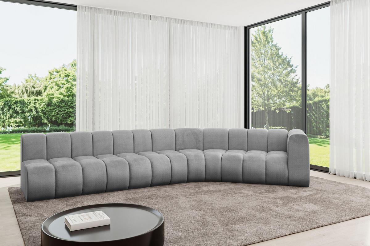 ECKSOFA modulares Sofa Karex-L2 - 399x194x70 cm Grau - Hellgrau, Holzwerkstoff/Textil (399/194cm) - ALTDECOR
