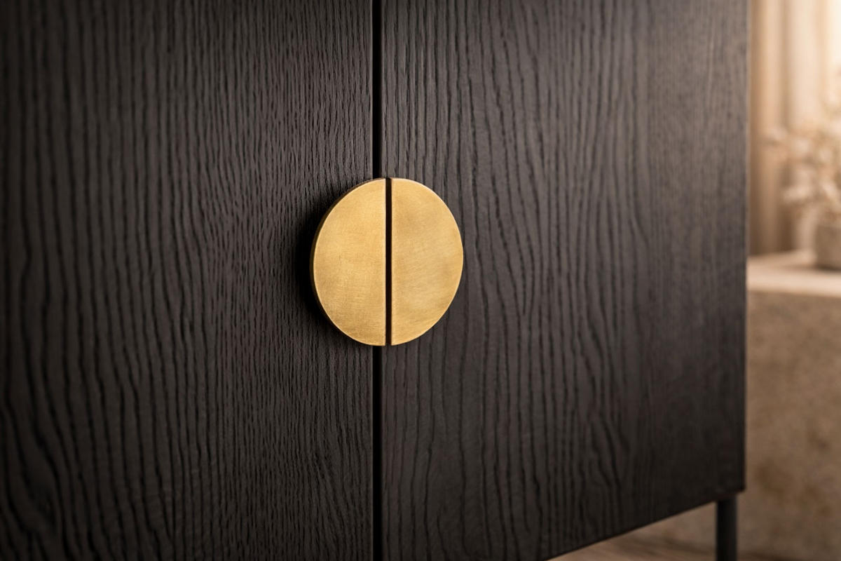 KOMMODE Mond anthrazit 213 / 40 / 87cm - Anthrazit/Goldfarben, Holz/Holzwerkstoff (213/87/40cm) - Feldmann-Wohnen