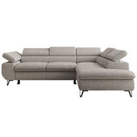 ECKSOFA PABLO L Hellgrau Schenille glatt - Rechts Seite mit T25 Topper - Hellgrau/Schwarz, Textil/Metall (273/208cm) - MKS