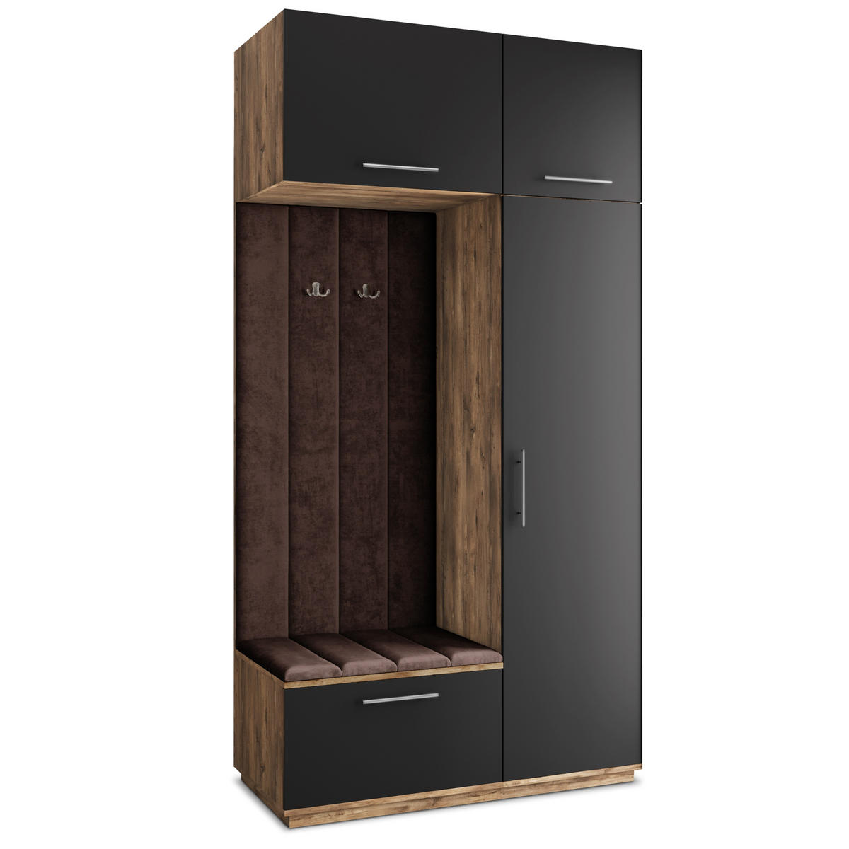 GARDEROBENSCHRANK REMA 120/240/60 cm Modern Garderobe-Set Eiche Lefkas - Eichefarben/Schwarz, Holzwerkstoff (120/240/60cm) - MASSENO