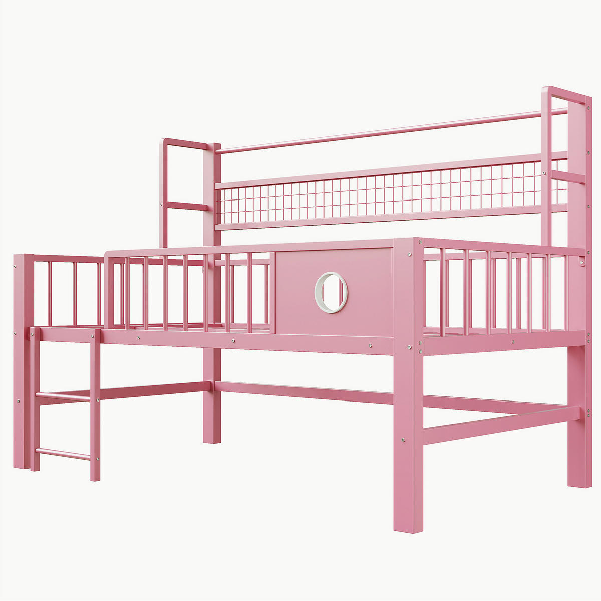 KINDERBETT 90/200 cm aus Metall in Rosa mit Stauraum und Kleiderstange - Rosa, Metall (90/200cm) - Flora Grace