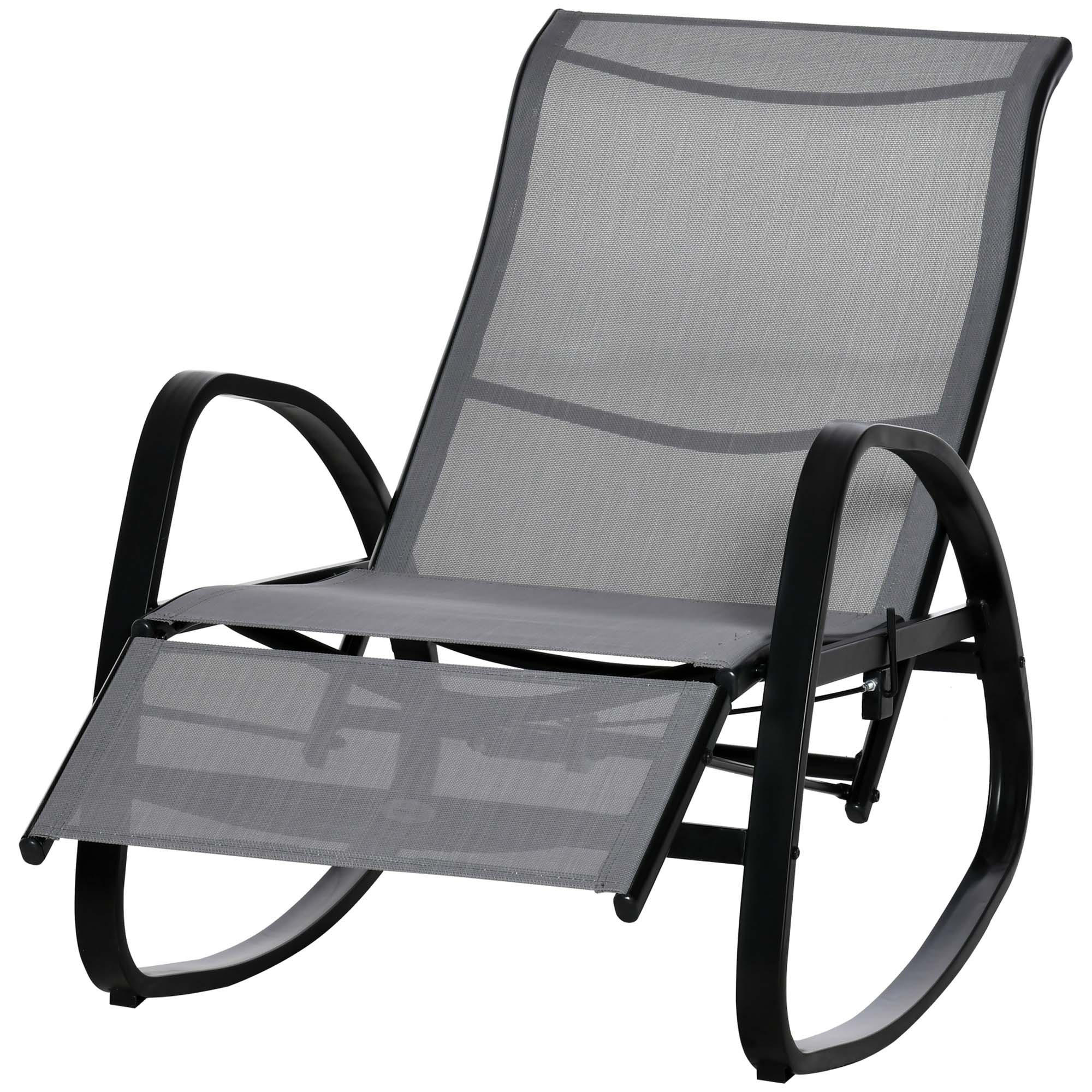 SCHAUKELSTUHL, verstellbar, bis 160 kg, Texteline, 90 x 64 x 96,5 cm, Grau - Grau, Metall (64/96.5/90cm) - Outsunny