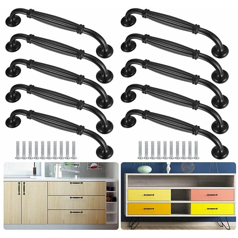 MÖBELGRIFF Schwarz 10er-Set 96 mm - Schwarz, Metall (2.1/3.6/11.6cm)