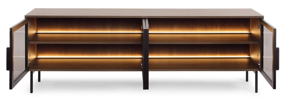 TV-SCHRANK mit LED 182 cm Senzia, 4 Türen, Eiche Dunin - Eichefarben, Holz (182/62/39cm) - Emporius