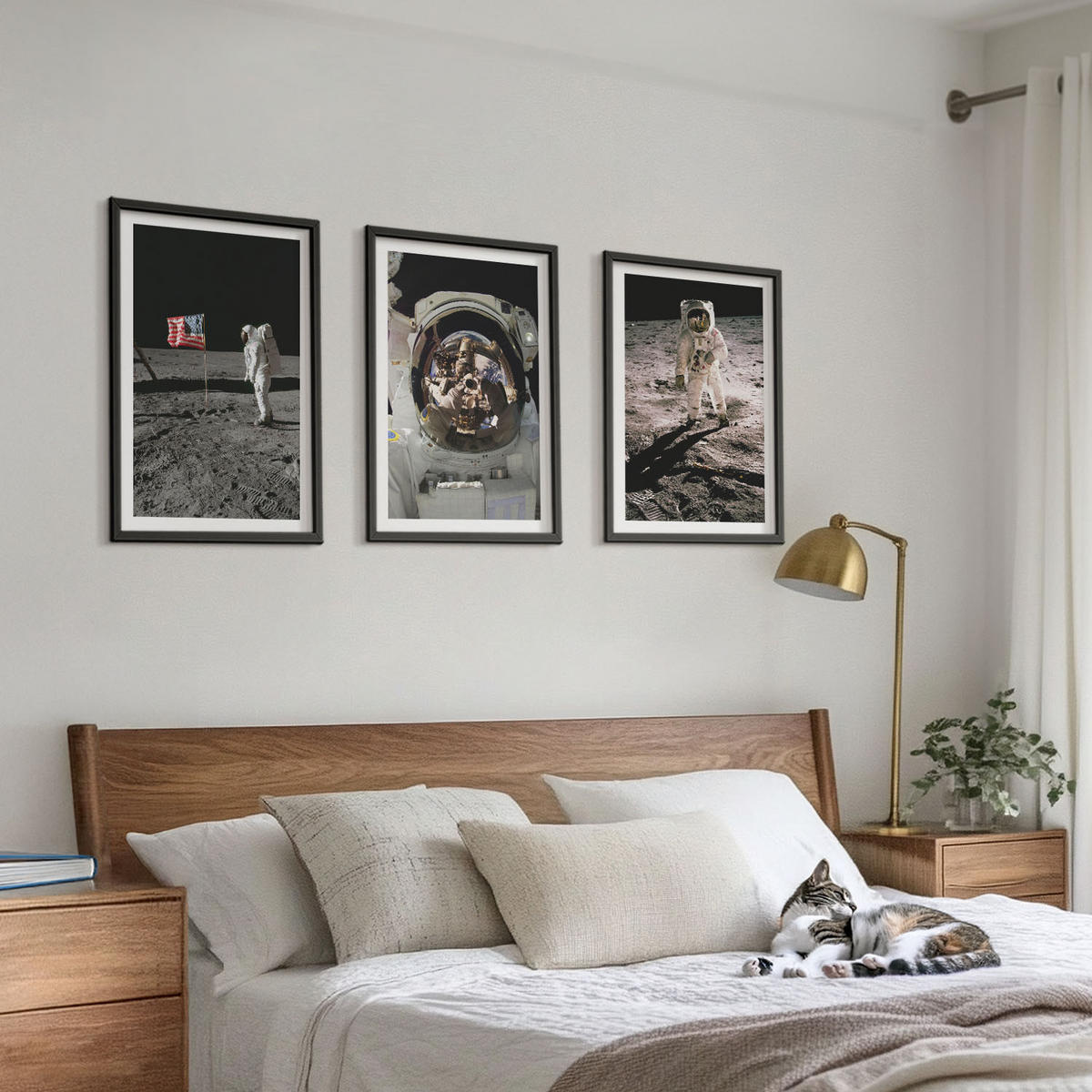 WANDBILDER 3er-Set - 40x60 cm Schwarzer Rahmen - NASA-Mondlandung - Schwarz, Kunststoff (40/60cm) - ArtPrintCave
