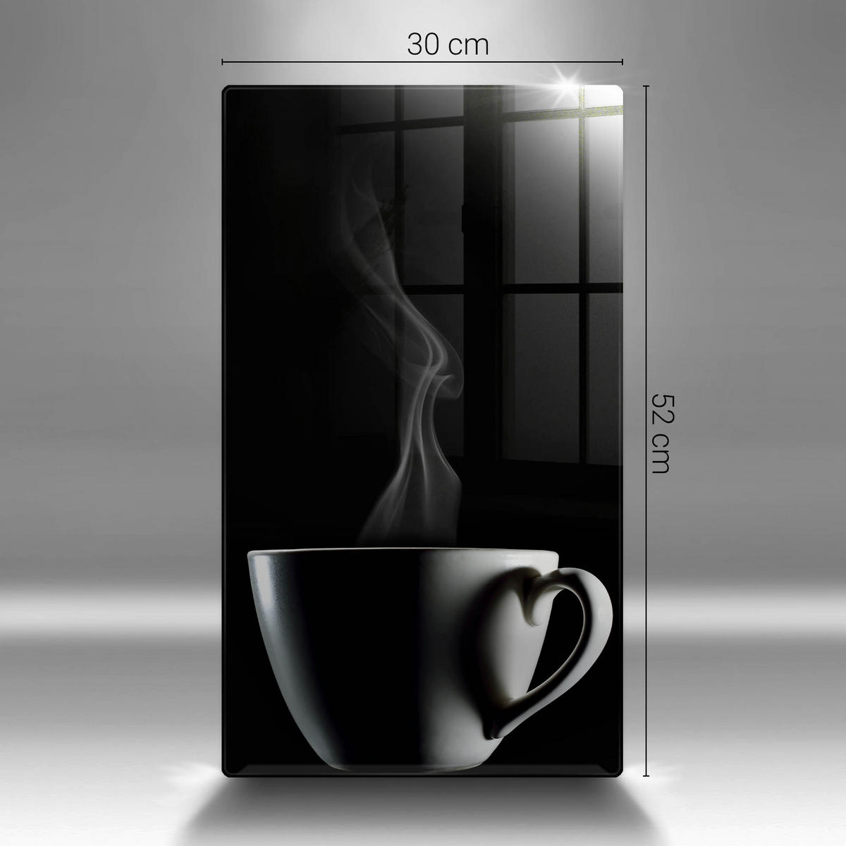 GLASPLATTE 30x52 cm Eine Tasse Tee - Schwarz, Glas (30/52cm) - Wallfluent