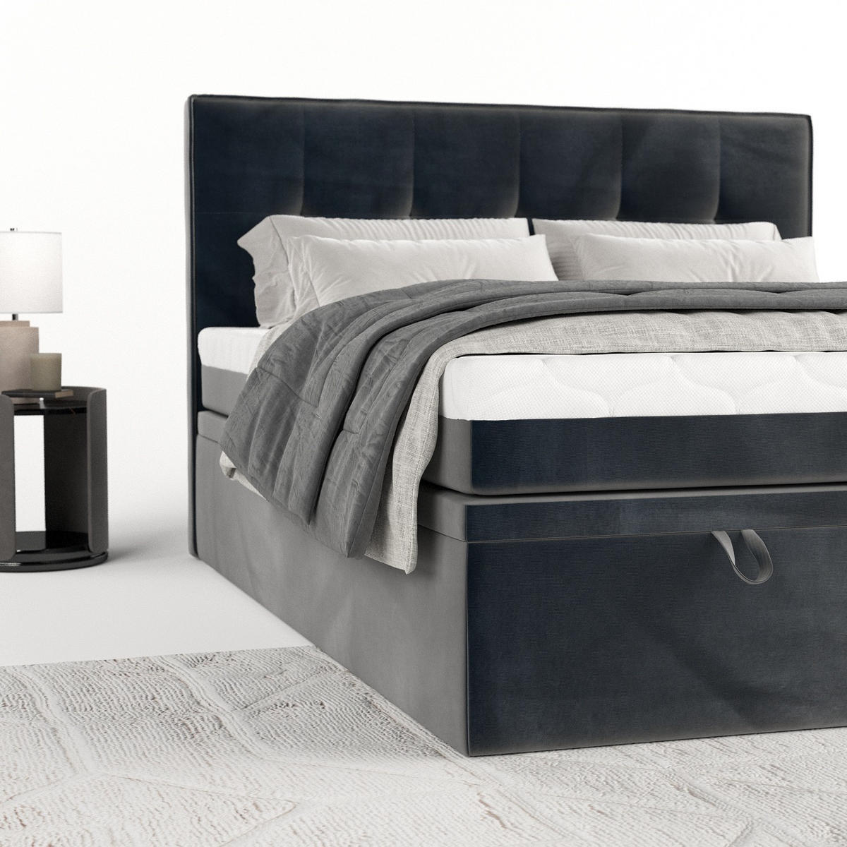 BOXBETT Arivo 140/200 cm Anthrazit im Paros Stoff - Anthrazit/Schwarz, Holz/Holzwerkstoff (140/200cm) - AltaBeds