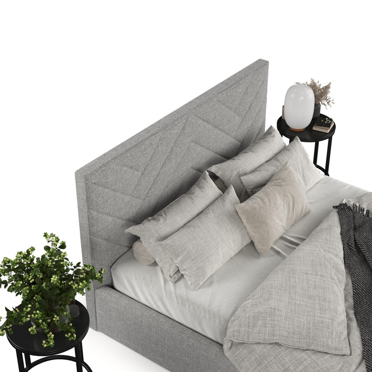 POLSTERBETT Arco 160/200 cm Hellgrau im Inari Stoff - Hellgrau/Schwarz, Holz/Holzwerkstoff (160/200cm) - AltaBeds