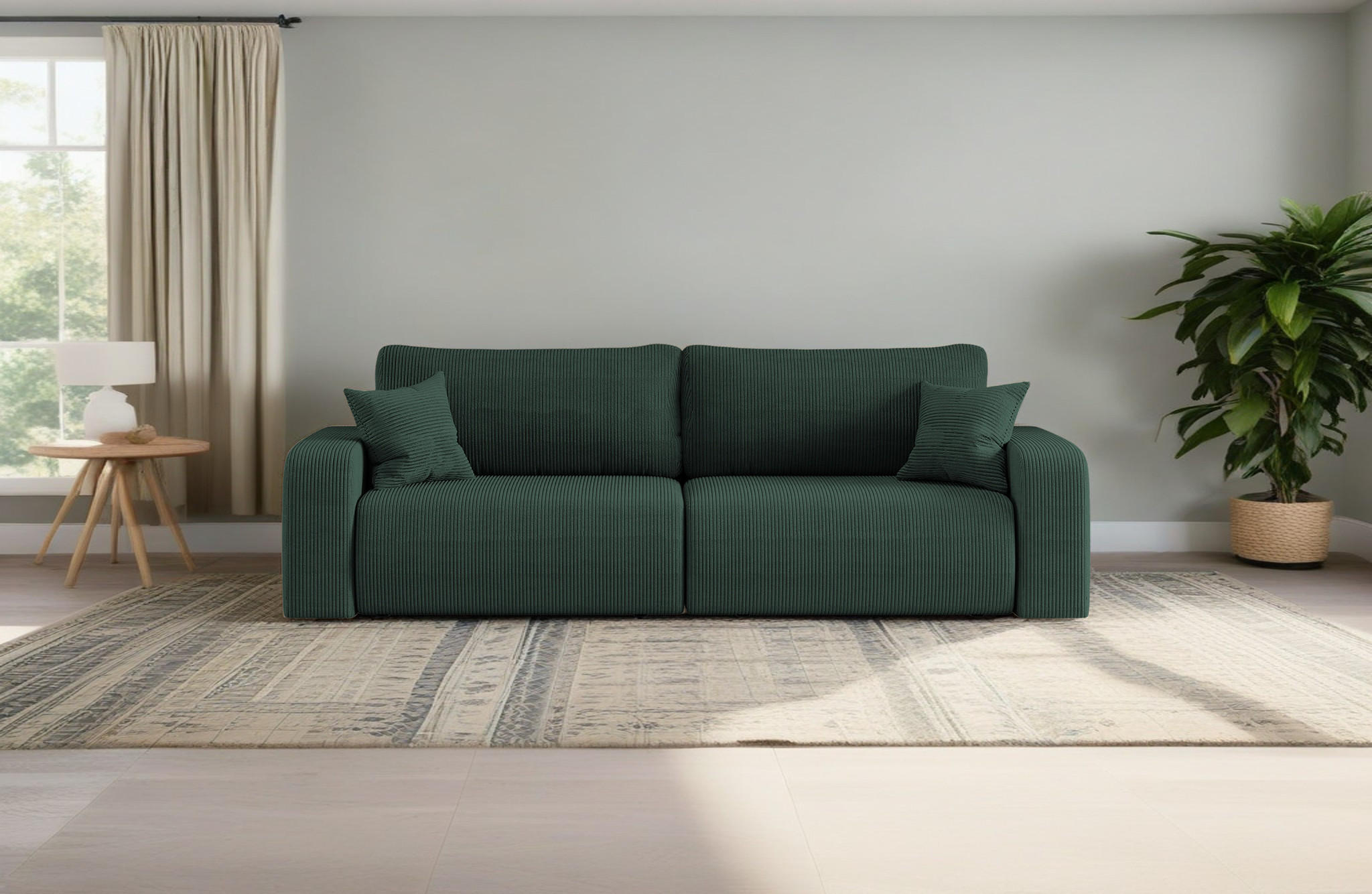 SCHLAFSOFA MILANO und Bettkasten Stoff Poso Grün - Grün, Holz (246/83/98cm) - Kaiser Möbel