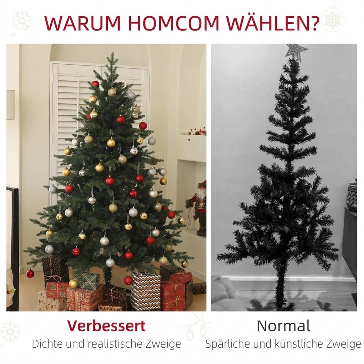 WEIHNACHTSBAUM Kunststoff Stahl Grün - Grün, Kunststoff (180cm) - HOMCOM