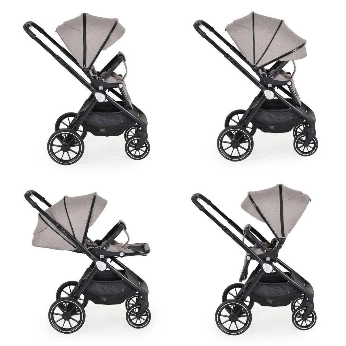 KOMBIKINDERWAGEN Christiano 3 in 1 beige Babywanne Babyschale klappbar Tasche - Beige, Metall (80/61/104cm) - Cangaroo