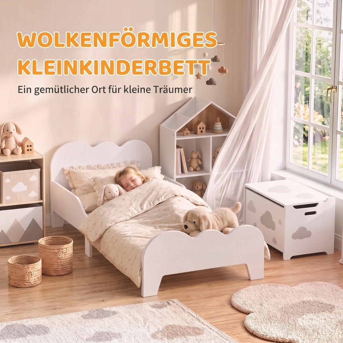 KINDERBETT MDF Weiß - Weiß, Holzwerkstoff (70/140cm) - AIYAPLAY