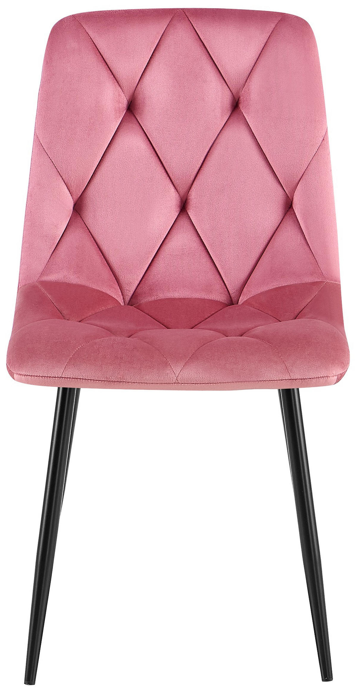 STUHL 2er Set Samt Rosa - Schwarz/Rosa, Textil/Metall (45/85/55cm) - CLP