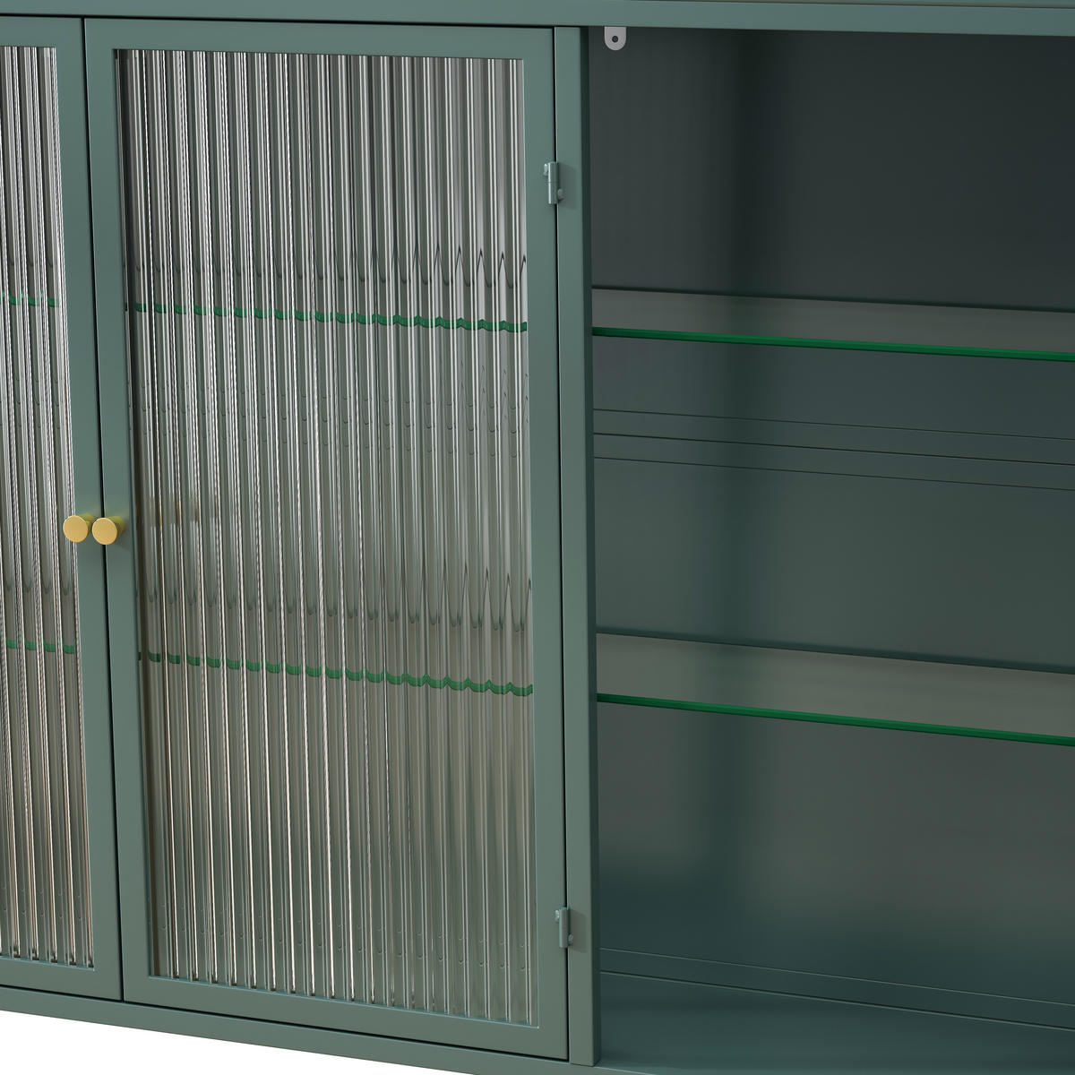 KÜCHENOBERSCHRANK 90x20x70 cm Grün aus Glas & Metall mit 3 Türen & 28kg Tragkraft - Grün, Glas (90/70/20cm) - Modfu