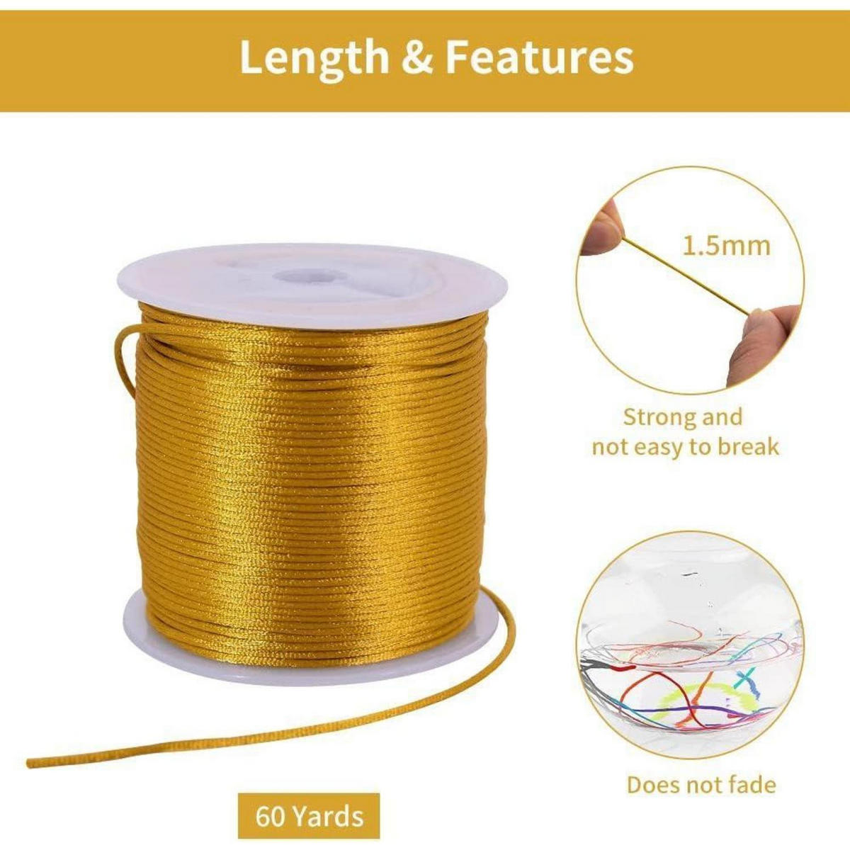 NYLONSCHNUR 1,5 mm Gold 45 m - Goldfarben, Kunststoff (0.1/0.1/4500cm)