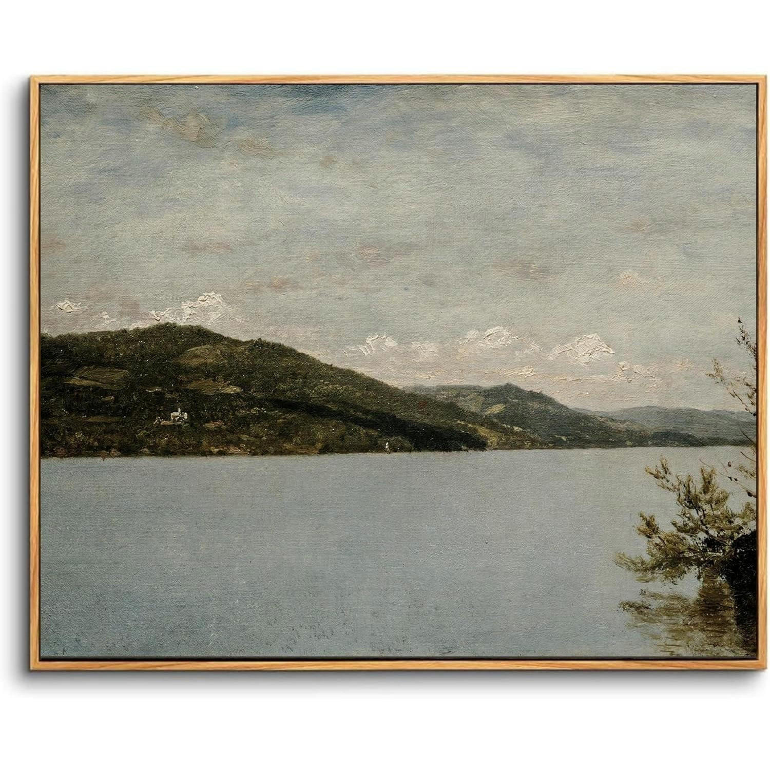 BILD mit Rahmen Holz 40 x 60 cm Bergsee Motiv - Blau, Holz (40/0.5cm)