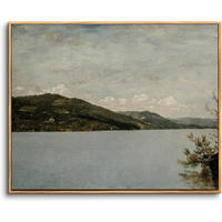BILD mit Rahmen Holz 40 x 60 cm Bergsee Motiv - Blau, Holz (40/0.5cm)