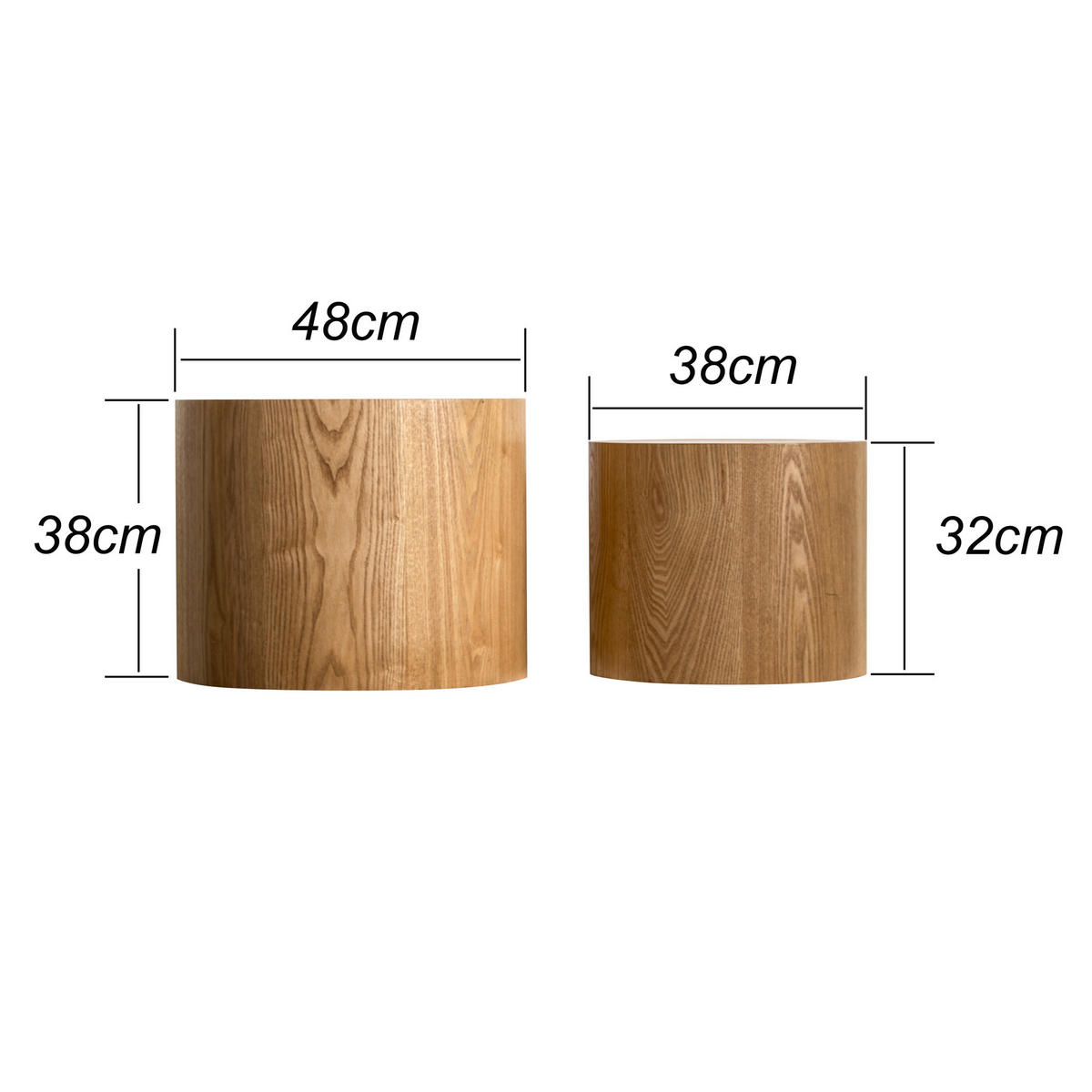COUCHTISCH-SET 48/48/38 cm Naturholz aus Massivholz und MDF - Naturfarben, Holz (48/48/38cm) - OKWISH