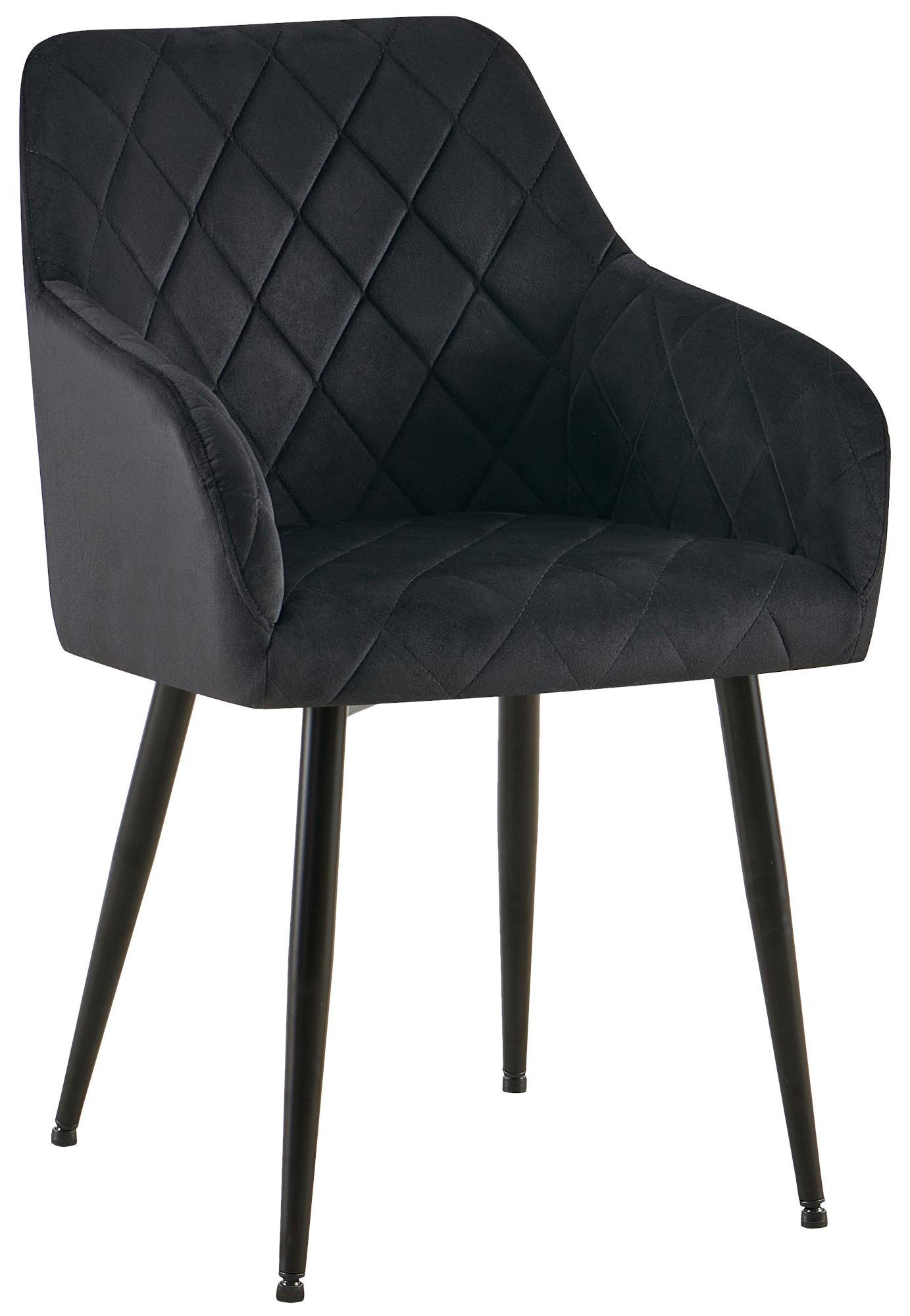 ARMLEHNENSTUHL Samt Schwarz - Schwarz, Textil (53/83/61cm) - CLP
