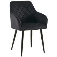 ARMLEHNENSTUHL Samt Schwarz - Schwarz, Textil (53/83/61cm) - CLP