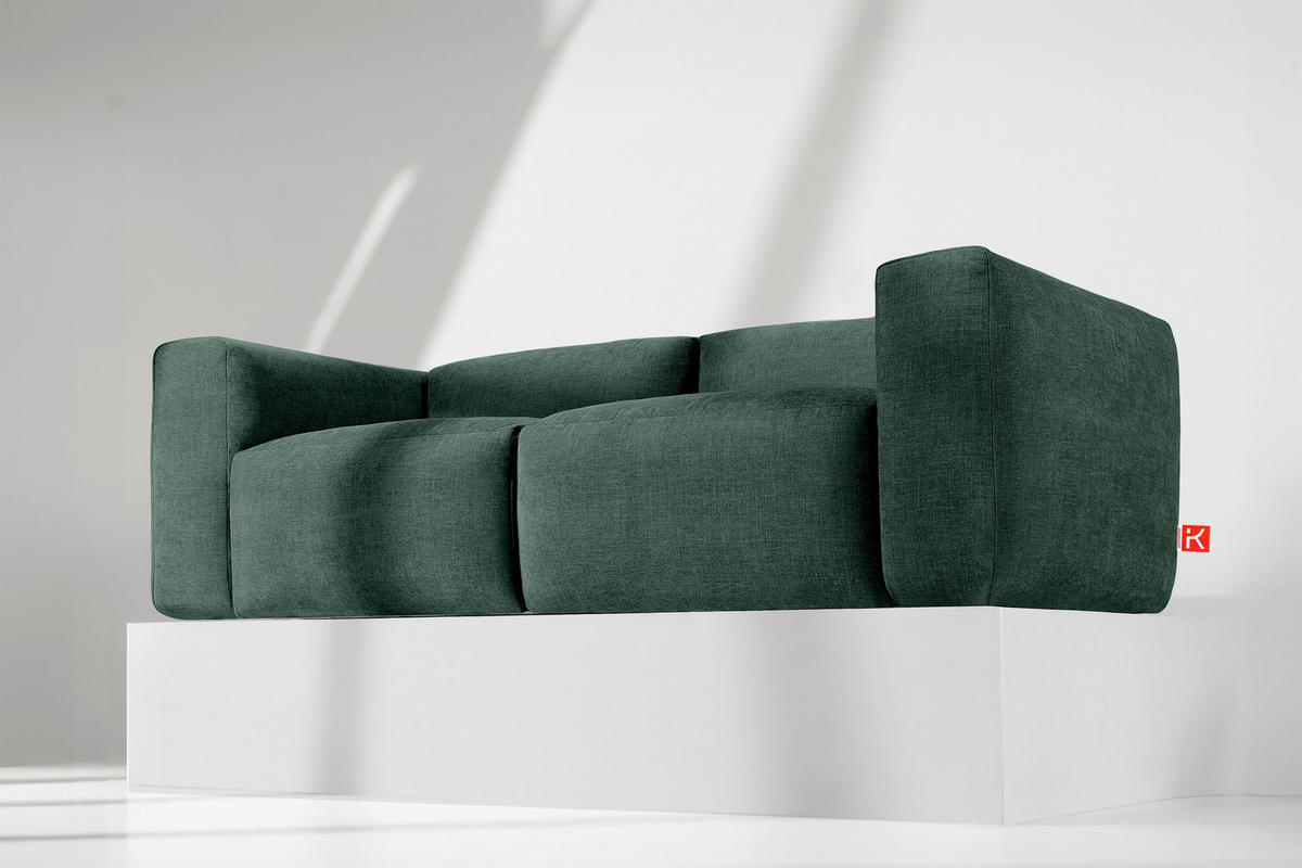2,5-SITZER-MODULSOFA BUFFO mit extrem weicher und bequemer Sitzfläche, Gewebestoff, maritim - Grün, Textil (250/73/96cm) - KONSIMO®