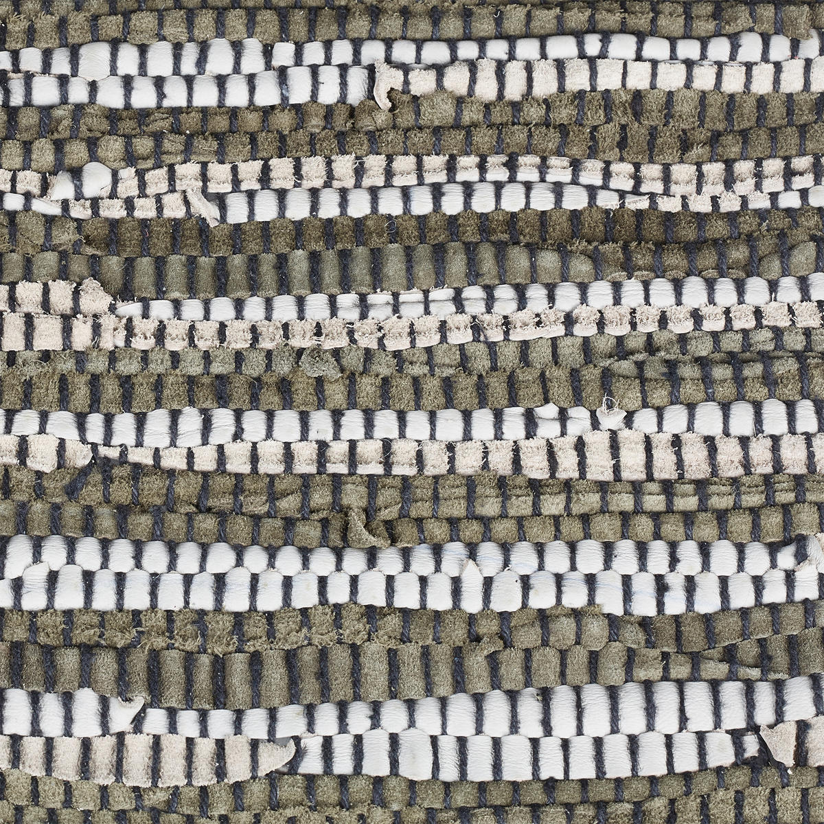 FLICKENTEPPICH - Beige/Grün, Leder/Textil (100/60cm) - Relaxdays