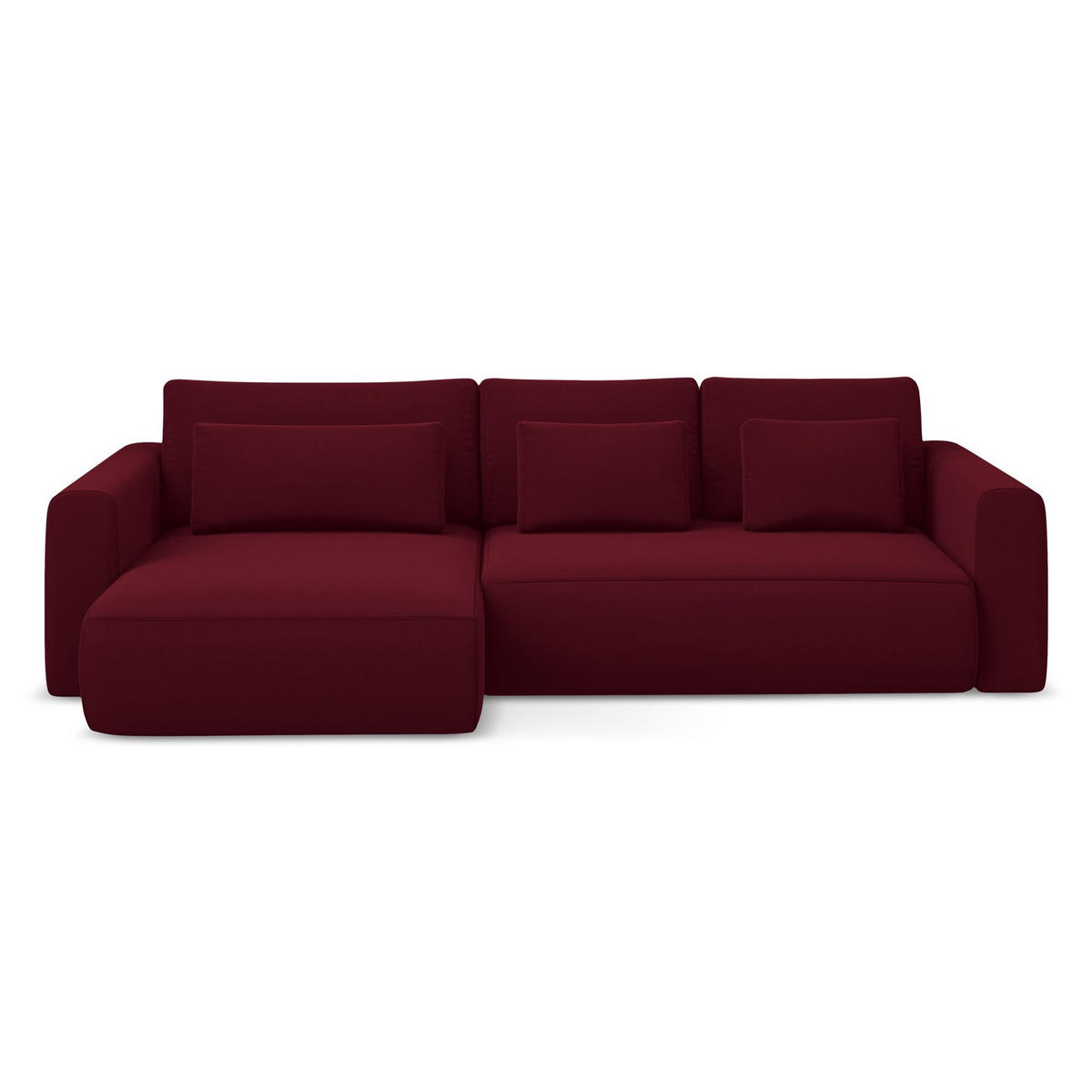 ECKSOFA mit Schlaffunktion Samt Stoff Rot - Bordeaux/Rot, Kunststoff/Textil (149/278cm) - LaMiaSofa