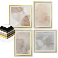 WANDBILDER 4er Set - 50x50 cm & 40x60 cm Goldrahmen - Warme Aquarell-Pastelltexturen - Goldfarben, Kunststoff (50/50cm) - ArtPrintCave