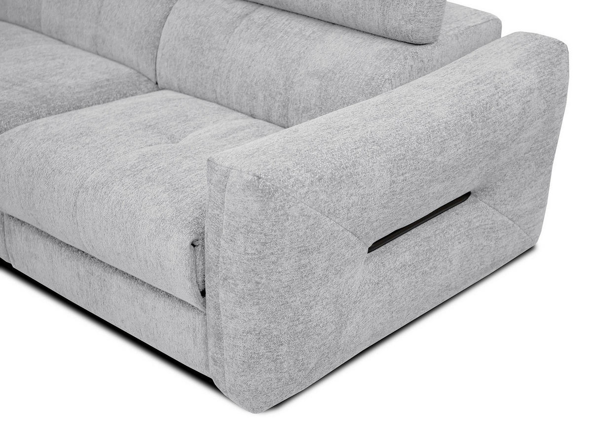 ECKSOFA CALVERA 5-Sitzer mit 1 Relaxfunktion, hellgrau - Hellgrau, Holzwerkstoff/Textil (239/298cm) - Courtois Laville