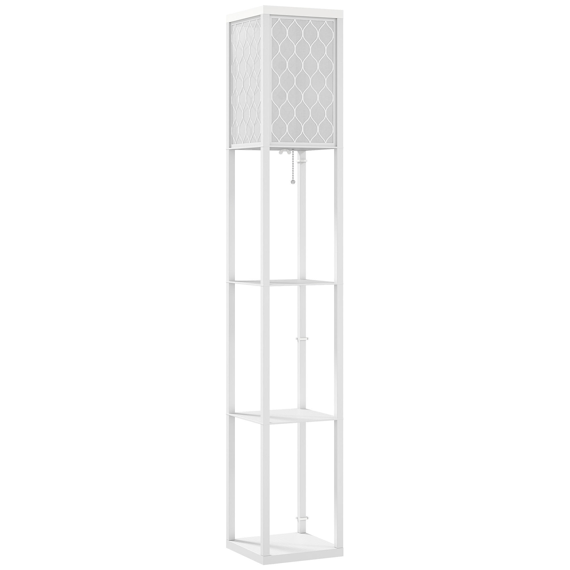 STEH-LEUCHTE MDF Stoff Weiß - Weiß, Holzwerkstoff (26/26/160cm) - HOMCOM