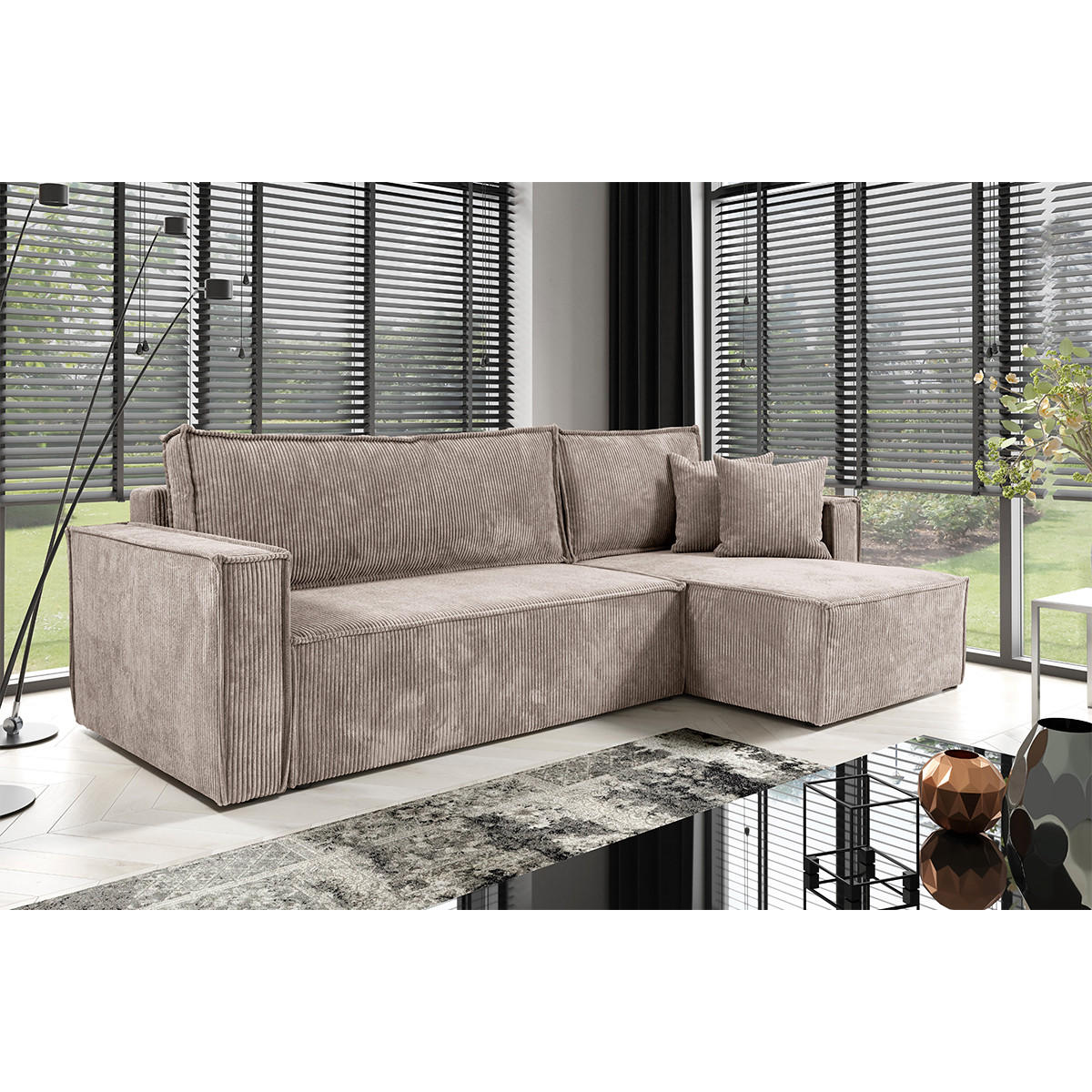 ECKSOFA Ezekiel 3 Sitzplätze Taupe - Taupe, Holz (236/145cm) - Petits-meubles