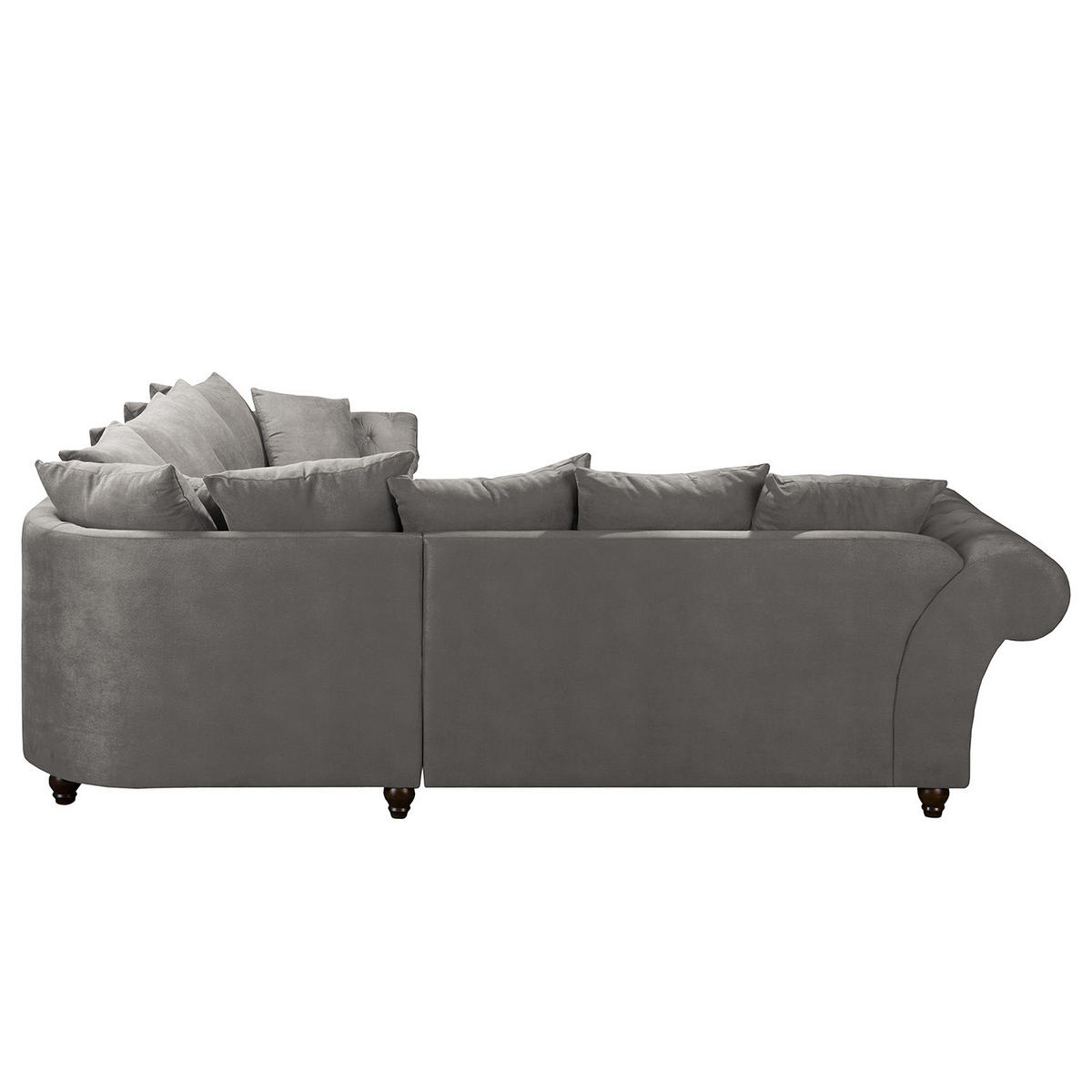 ECKSOFA - Antiklederlook - Dunkelgrau/Braun, Buchenholz/Textil (271/271cm) - home24