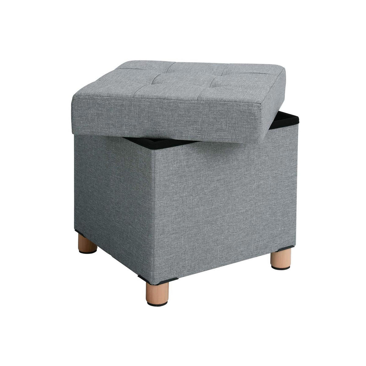 SITZHOCKER - Hellgrau, Holzwerkstoff (38/40/38cm) - Hansiro