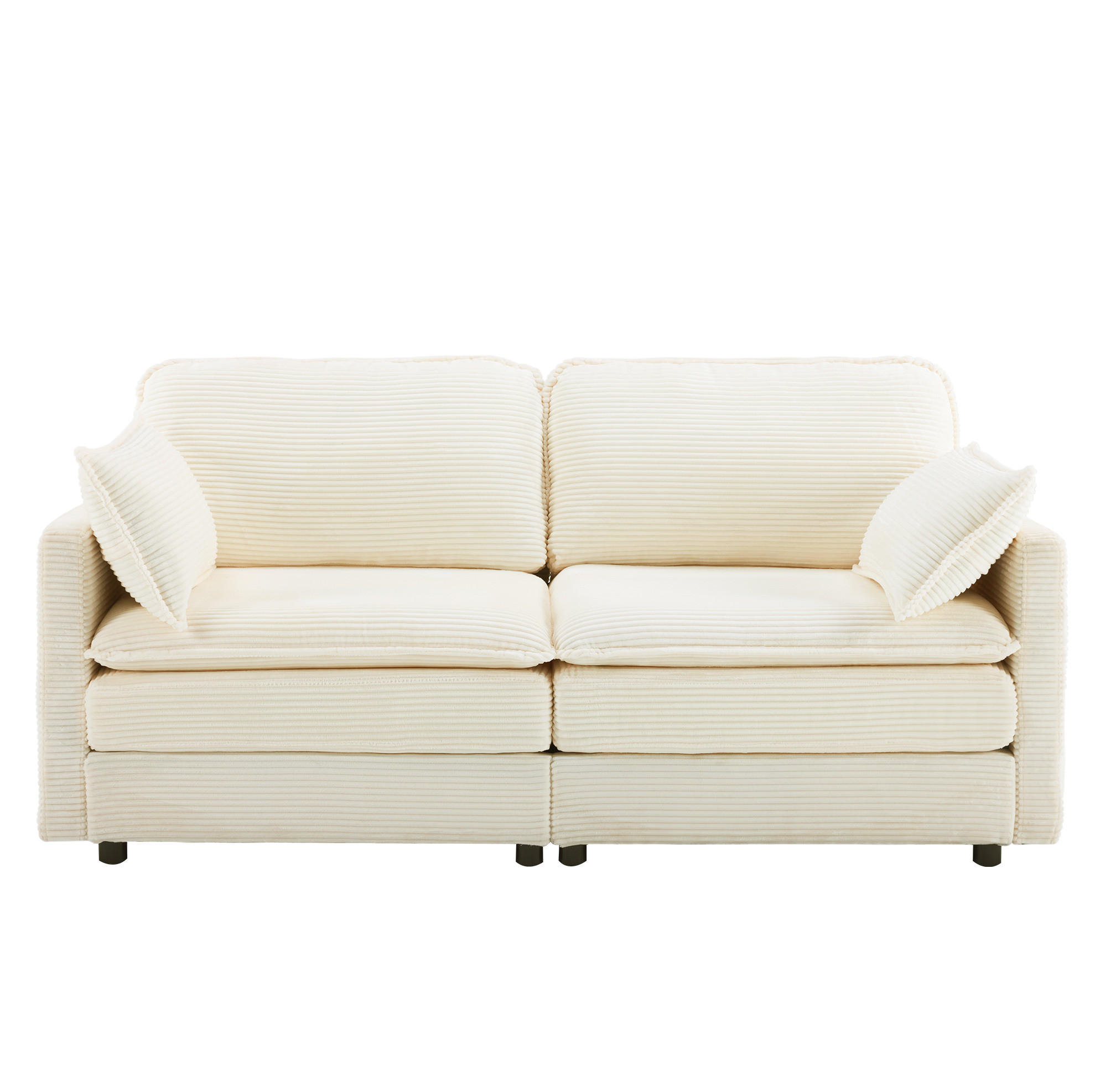 SOFA 2-Sitzer Kord Weiß Holzgestell - Weiß, Holzwerkstoff (167.5/85/75cm) - Meubliv