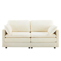 SOFA 2-Sitzer Kord Weiß Holzgestell - Weiß, Holzwerkstoff (167.5/85/75cm) - Meubliv