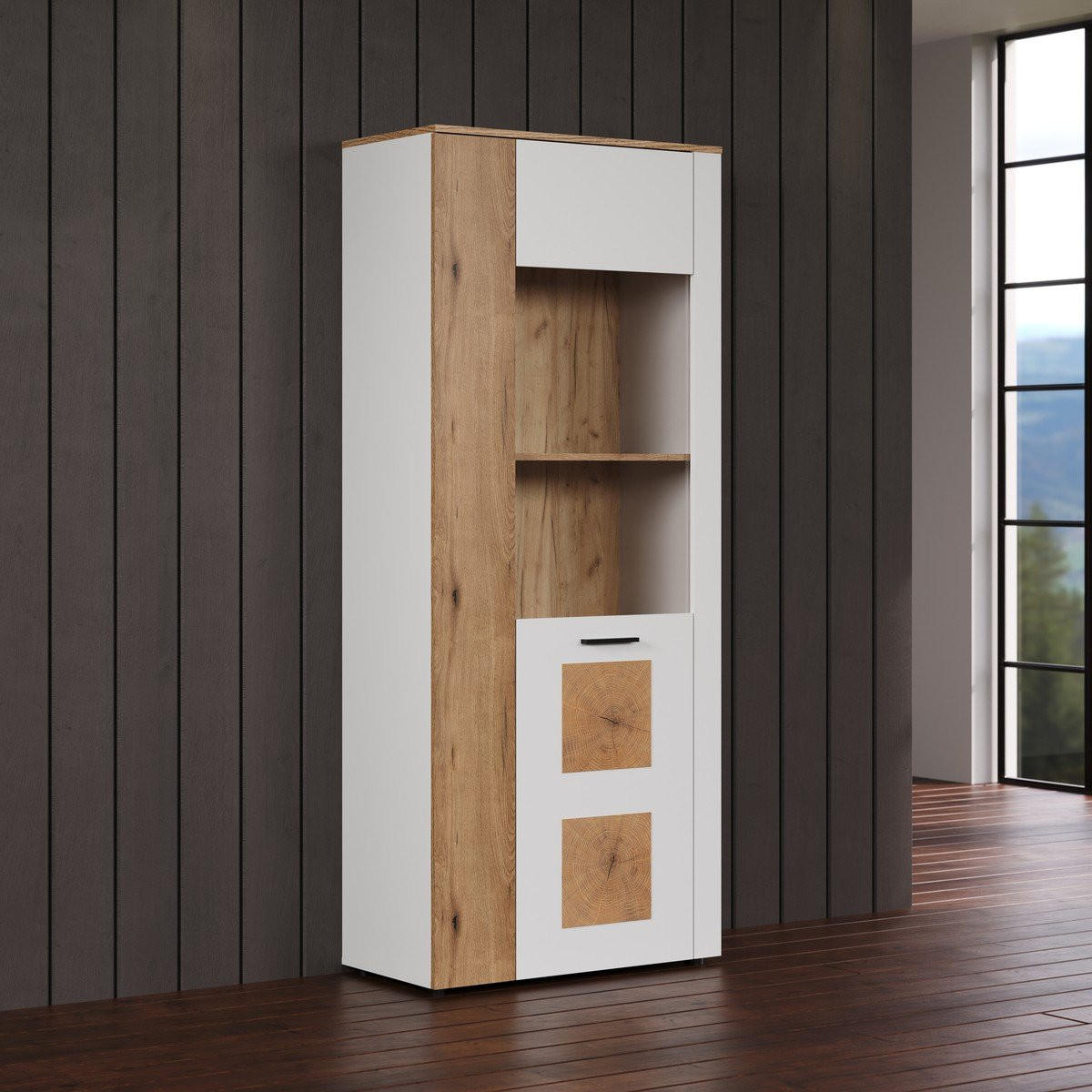 VITRINE Vitoria Weiß - Weiß, Holzwerkstoff (80/195/42cm) - Trendteam