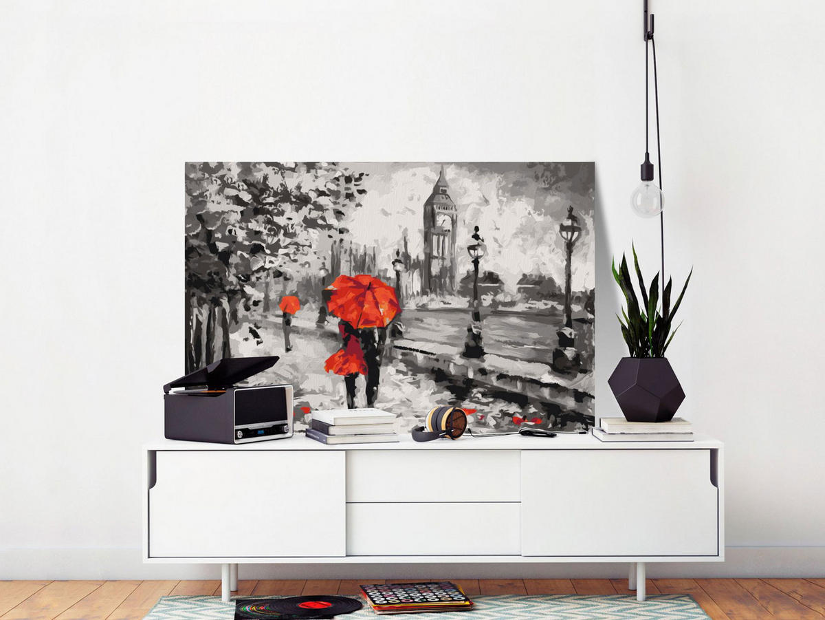 MALEN NACH ZAHLEN 50/40 cm - Rot/Grau, Textil (1.4/40cm) - KUNSTLOFT