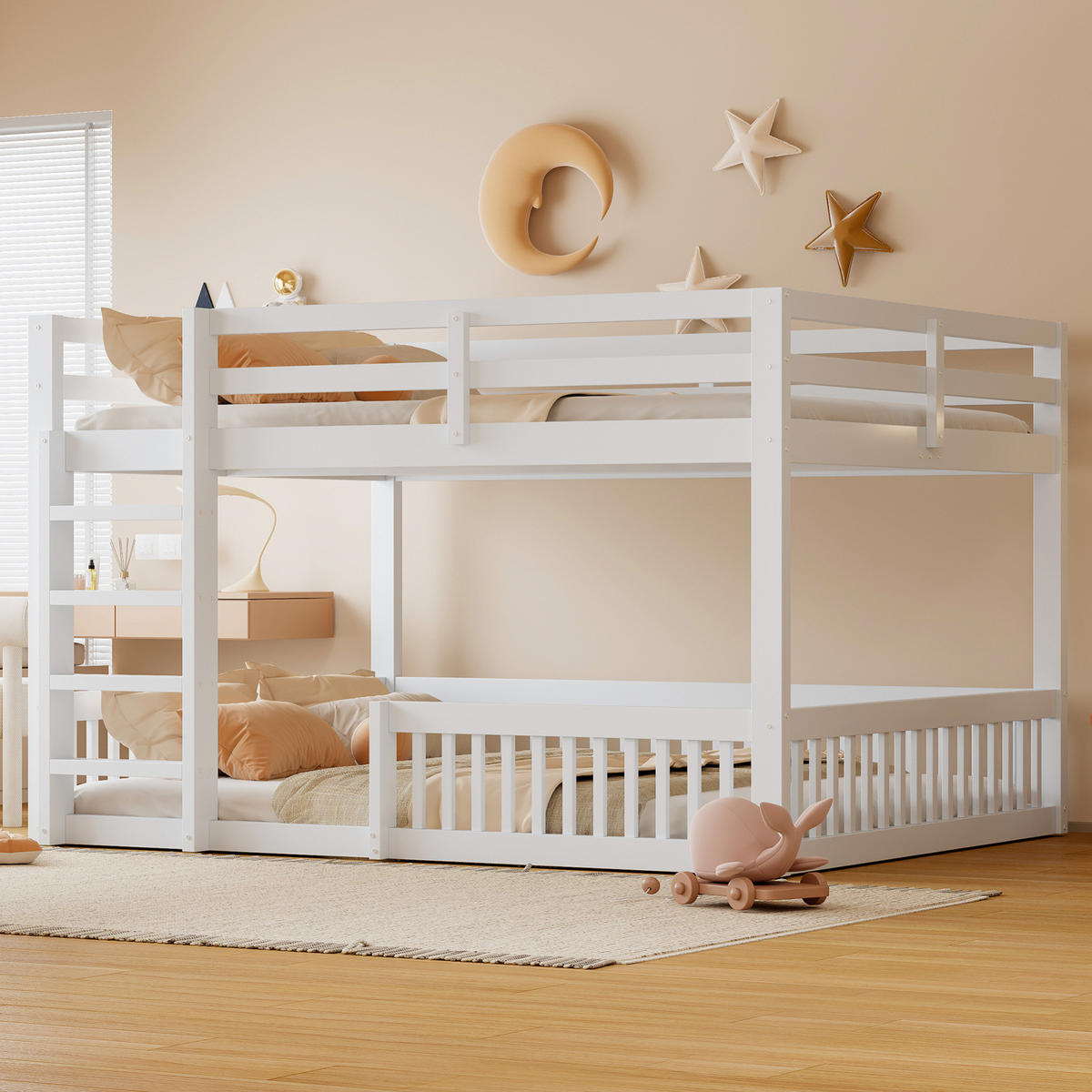 ETAGENBETT 160/200 cm Weiß aus Massivholz mit Schutzgittern - Weiß, Holz (160/200cm) - MIVRAY