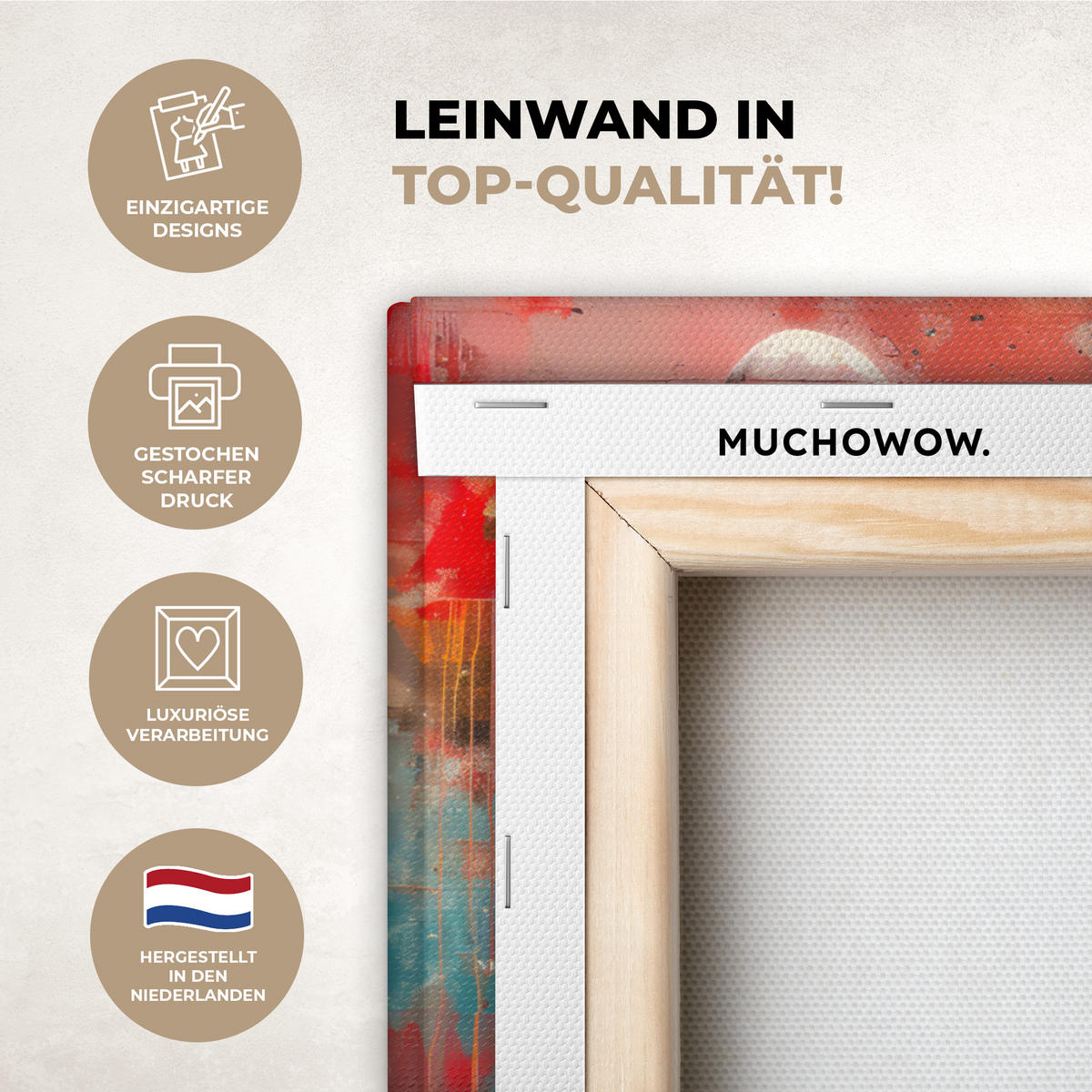 LEINWANDBILD Straßenkunst - Liebe - Graffiti - Kunst - Banksy Wandbild 40x30 cm - Orange, Textil (40/30cm) - MuchoWow