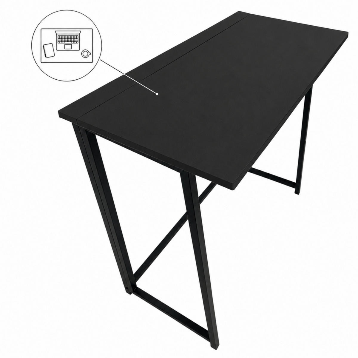 KLAPPSCHREIBTISCH MDF Metall Schwarz 80 x 40 x 74 cm platzsparend - Schwarz, Holzwerkstoff/Metall (40/80/74cm) - Begryf