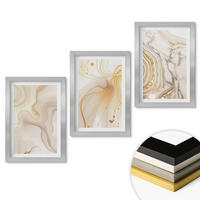 WANDBILDER 3er Set - 20x30 cm Silberner Rahmen - Subtile abstrakte Muster - Silberfarben, Kunststoff (20/30cm) - ArtPrintCave